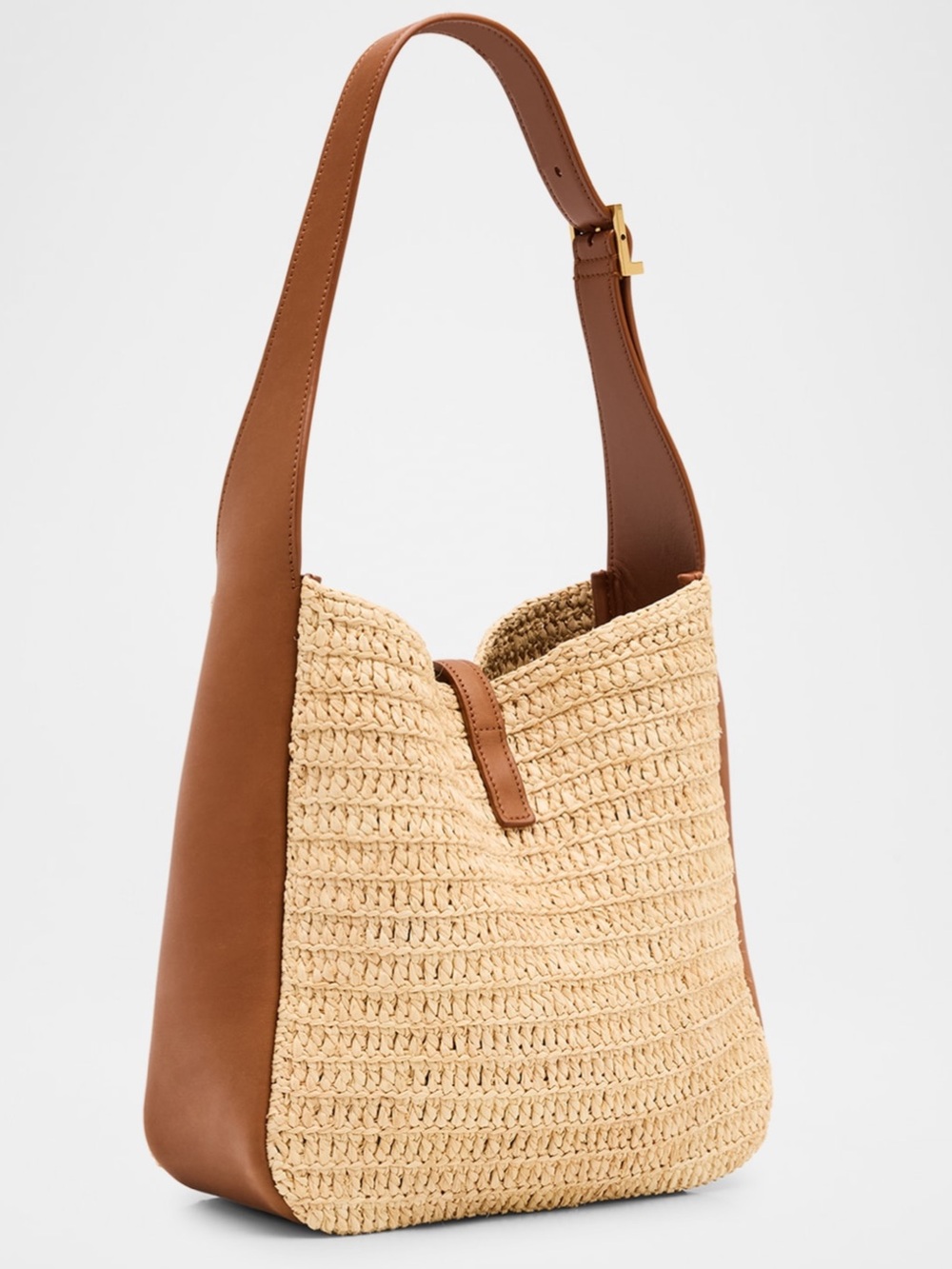 Saint Laurent Women Le 5 À 7 Supple Small Shoulder Bag in Raffia and Leather - Picture 3 of 6